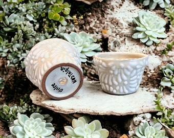Ivory Talavera Pot (1 pz) | Mini Talavera Pots Tiny Handmade Mexican Pottery Cactus and Succulent Pot