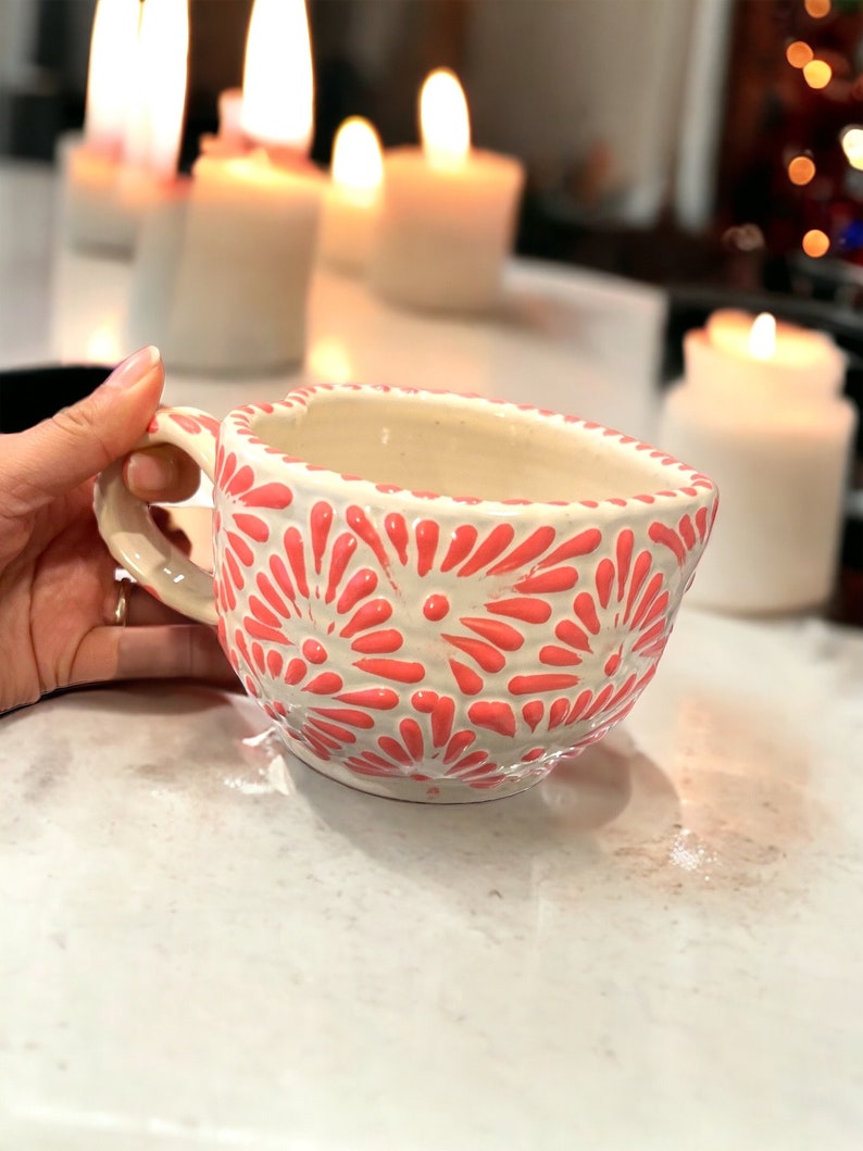 Pink Mug, Pottery mug, hearts mug, pink mug, pottery heart mug, love mug, star coffee mug, pottery coffee mug,