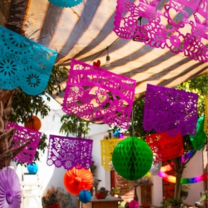 Multicolor Papel Picado Wedding Garland: Handmade Mexican Party Flags