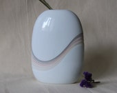 Toyo-Algar Flat Porcelain Vase with Wavy Lines - Vintage 1980 39 s Art Deco