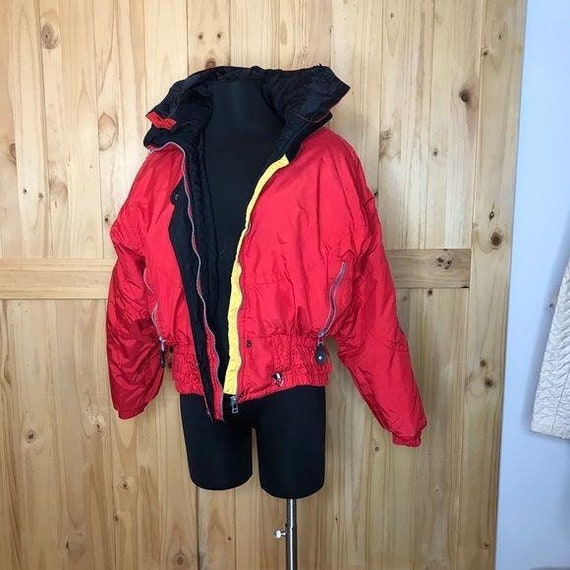 Vintage Obermeyer puffy ski jacket w hood- red - image 4