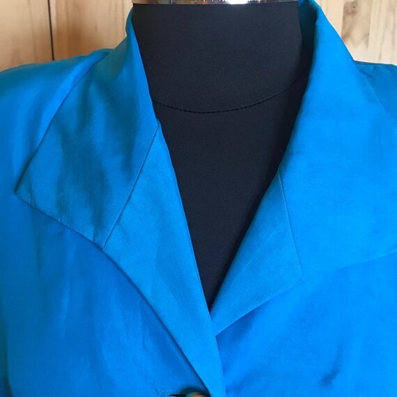 Casual Corner 90’s turquoise silk dress - image 7