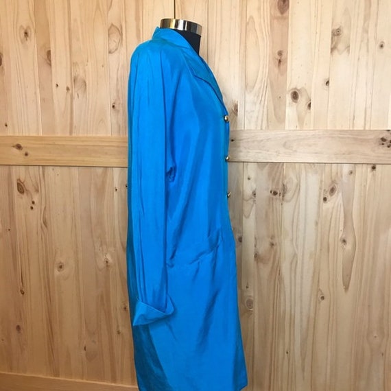 Casual Corner 90’s turquoise silk dress - image 6