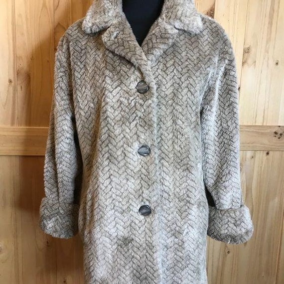 Neiman Marcus faux fur swing coat – beige brown - image 2
