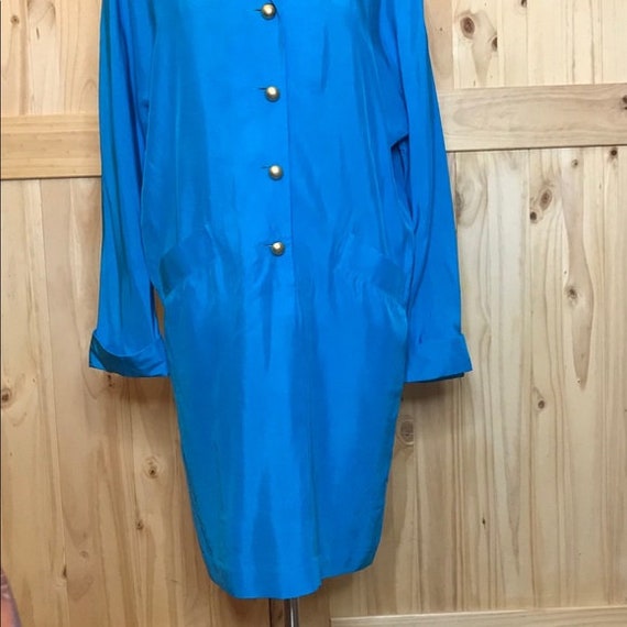 Casual Corner 90’s turquoise silk dress - image 2