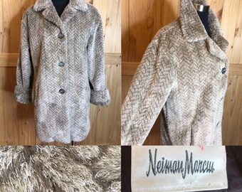 Neiman Marcus faux fur swing coat – beige brown