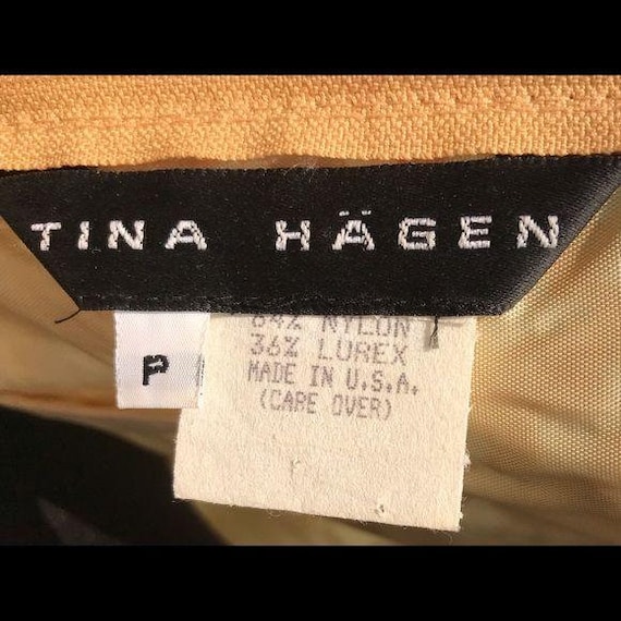 Vintage 90’s gold lace Tina Hagen dress  petite - image 4