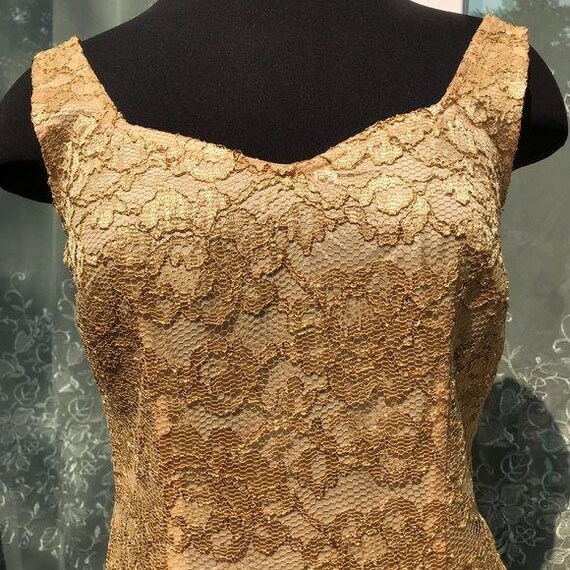 Vintage 90’s gold lace Tina Hagen dress  petite - image 8