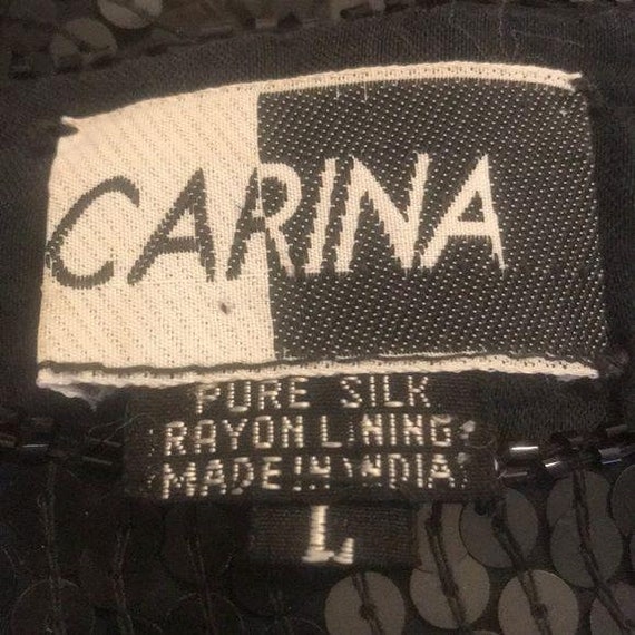 80’s vintage Carina black/ silver  sequin  top - image 7