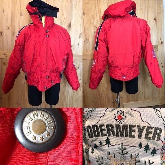 Vintage Obermeyer puffy ski jacket w hood- red - image 2