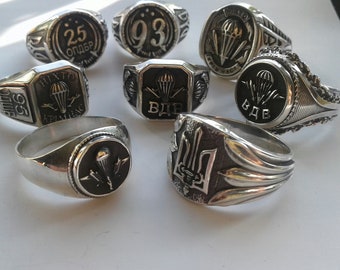 Military Airborne Ringe Herren Signet 925 Sterling Silber Fallschirmjäger Zeichen auf Ringen Signet Armee der Ukraine Airborne Division Soldaten