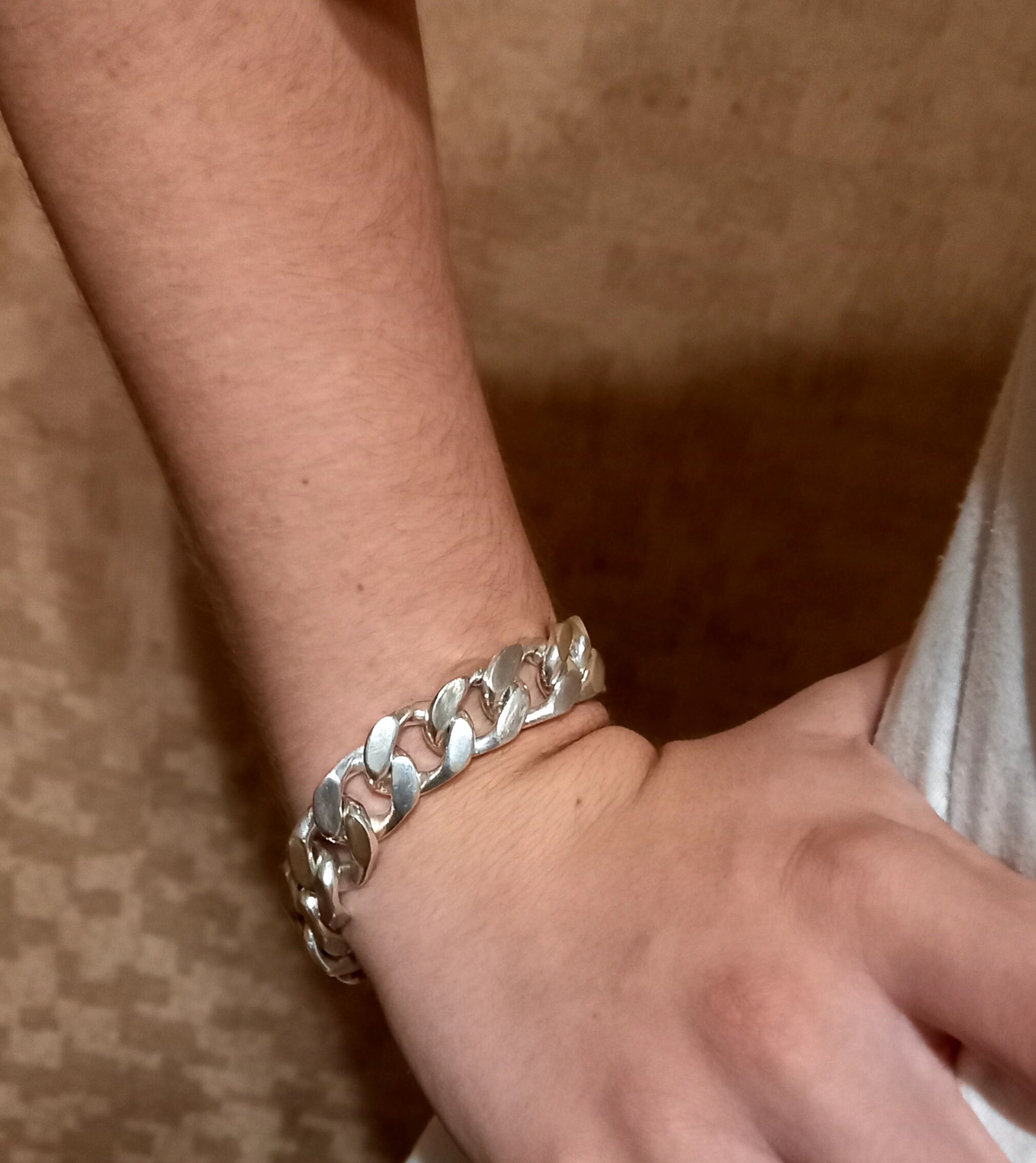 18mm Heavy mens bracelet in sterling silver Bracelet with 0.4 Etsy