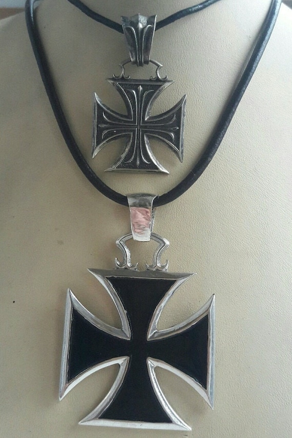 Large Maltese cross with enamel 925 sterling silver german Etsy