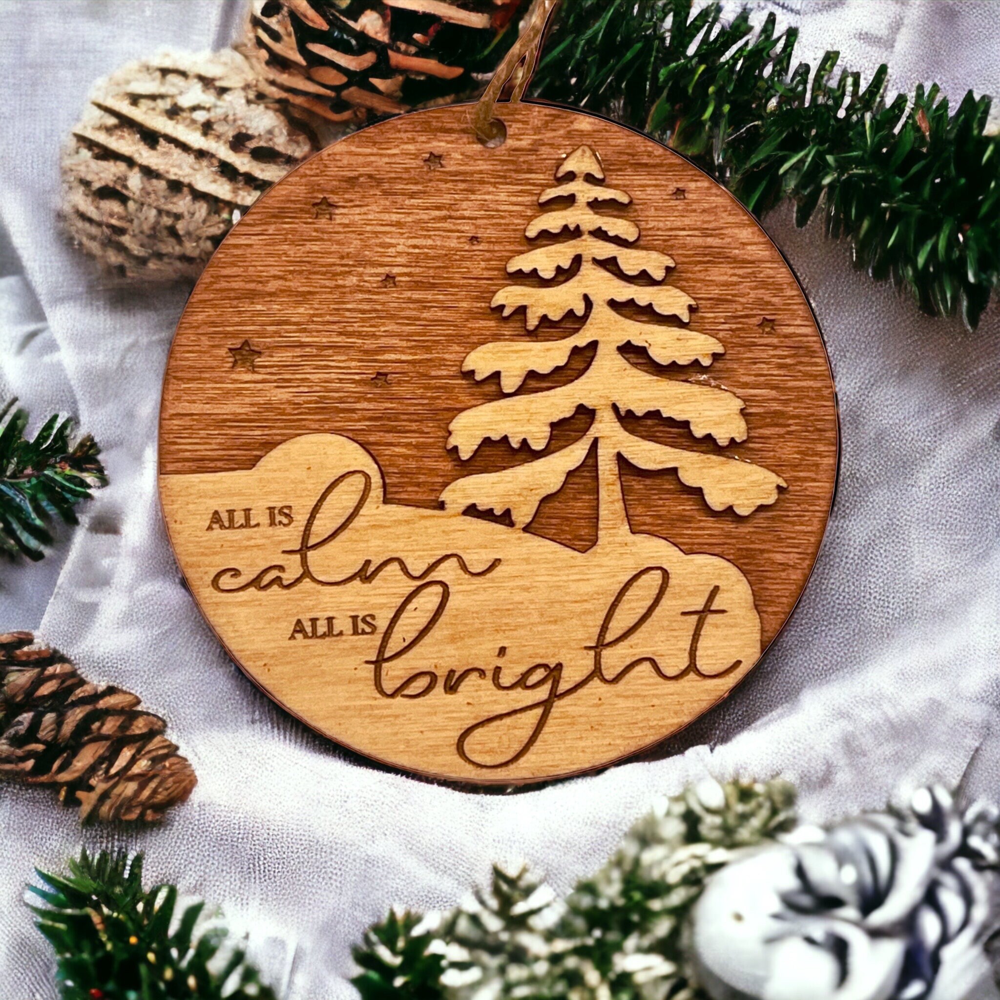 All is Calm, All is Bright Wooden Christmas Ornament 2023 Christmas Carol  Christmas Song Wooden Ornament, Holiday Decor 