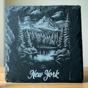 Custom Engraved Slate Coaster: Rustic State Pride Bar Decor