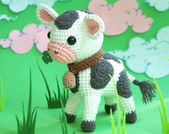 Kuhnigunde la vache PDF numérique PDF crochet modèle amigurumi crochet animaux de ferme ferme trèfle été crochet vache crochet amigurumi vache