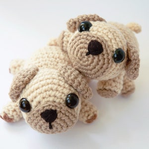 Ping and Pong the Pug Puppies PDF Digital Pattern Crochet Pattern Amigurumi Pug Dog Crochet Crochet Dog