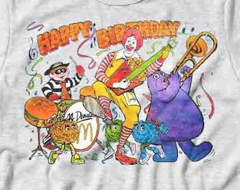 Mc Happy Birthday Ronalds Band 1988 Style T-shirt - Mac Tonight - Grimace Hamburglar Fry guys - Women Men Girl Adult Boy Youth Cute Top