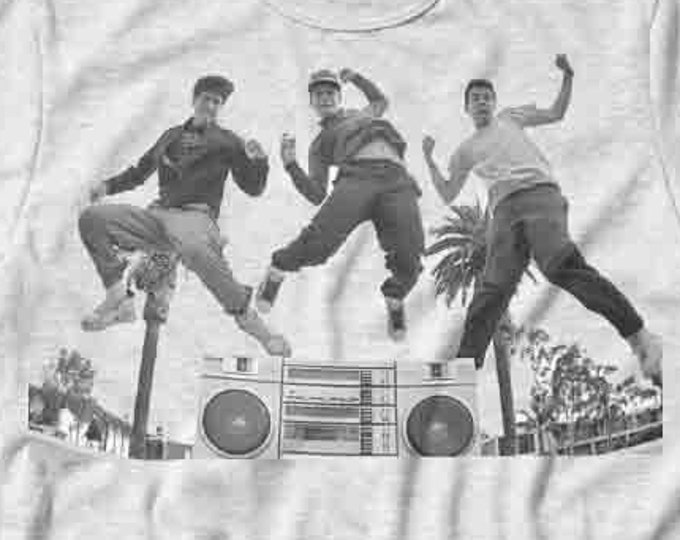 B.Boys Boom Box Jump "Faded Vintage Style" T-shirt ~ 80's/90's Music Shirt Tee