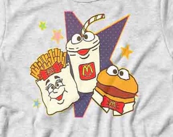 Mc Ronalds Fries Burger & Drink 80's Style Star Kids Retro Style T-shirt ~ Mac Tonight ~ Kids Women Men Girl Adult Boy Youth Cute Top