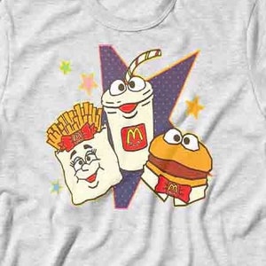 Mc Ronalds Fries Burger & Drink 80&#39;s Style Star Kids Retro Style T-shirt ~ Mac Tonight ~ Kids Women Men Girl Adult Boy Youth Cute Top