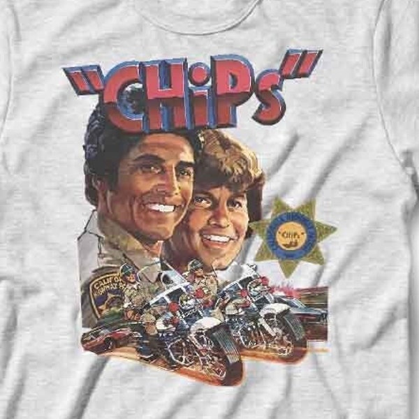 Chips Vintage 1981 Style TV Show Motorcycle Police Cop CA Highway Patrol Shirt ~ Children Adult Women Men Girl Boy Youth Retro Shirt