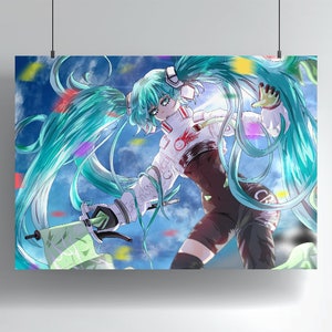Racer Hatsune Miku Vocaloid - 14&quot; x 11&quot; Art Print