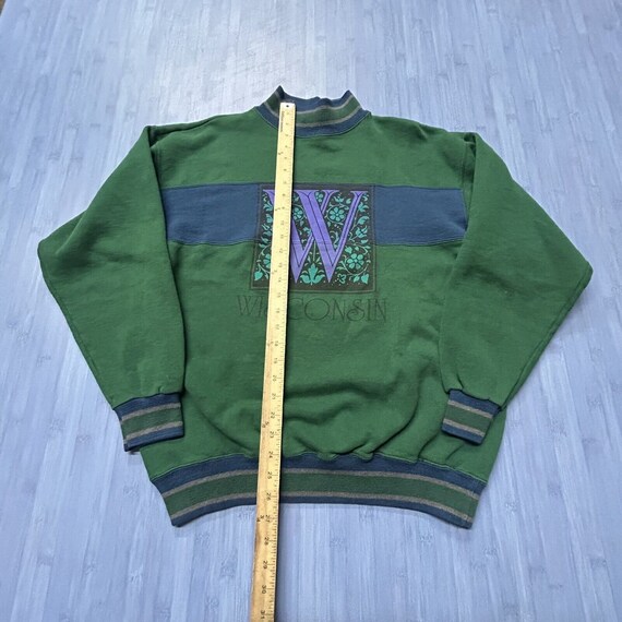 Vtg 90's Hanes Wisconsin Green Pullover Crewneck … - image 5