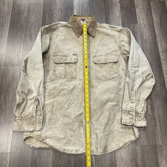 Vtg Carhartt Acid Wash Canvas Beige Button Up Shi… - image 5