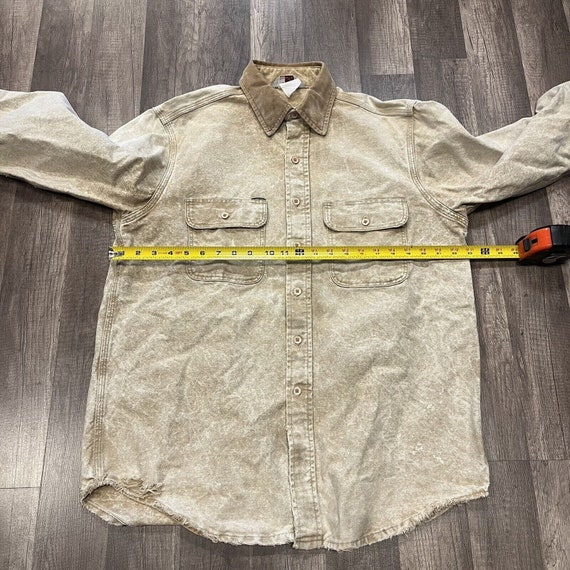 Vtg Carhartt Acid Wash Canvas Beige Button Up Shi… - image 4