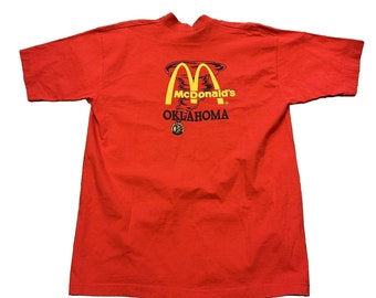 Vtg 90's Mcdonald's Oklahoma Promo Tee T-shirt Red Xl Employee Fotl (3)