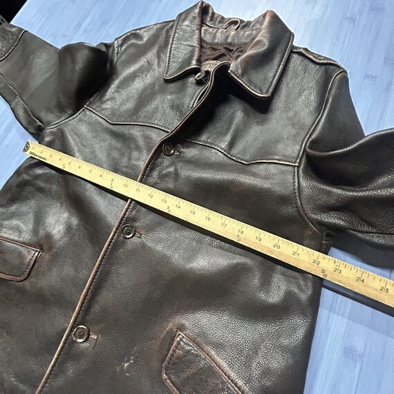 Vtg Ochnik Black Brown Leather Jacket Coat Heavy … - image 5