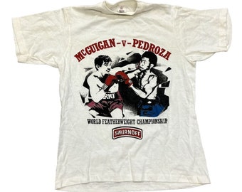 Vtg '85 Barry Mcguigan Eusebio Pedroza Featherweight Shirt White M Boxing (3)