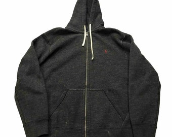 Polo Ralph Lauren Thermal Lined Gray Full Zip Hoodie Sweatshirt L Red Pony H7