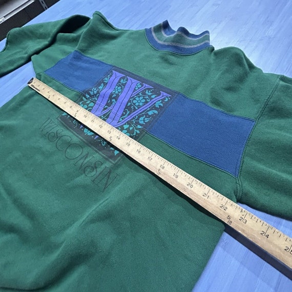 Vtg 90's Hanes Wisconsin Green Pullover Crewneck … - image 4