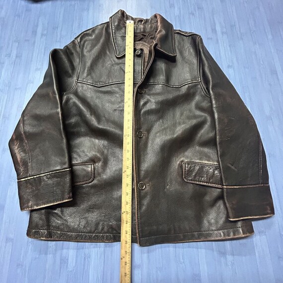Vtg Ochnik Black Brown Leather Jacket Coat Heavy … - image 4