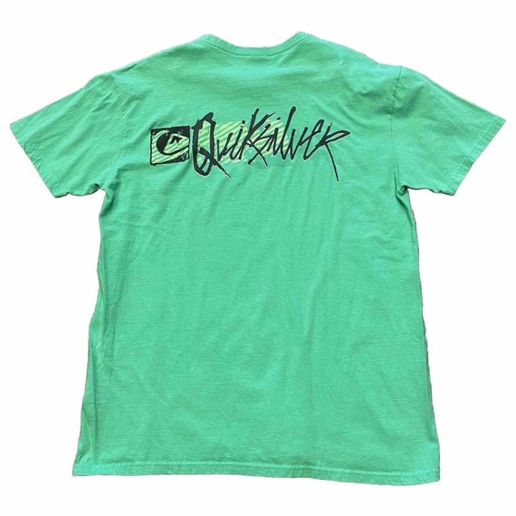 Y2k Quiksilver Surf Tee T-shirt Green Sz L Vtg Sp… - image 1