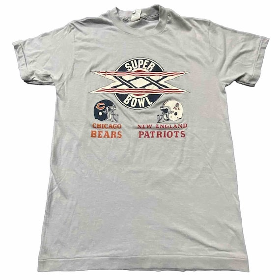 Vtg 1985-86 Super Bowl Xx Chicago Bears Patriots T