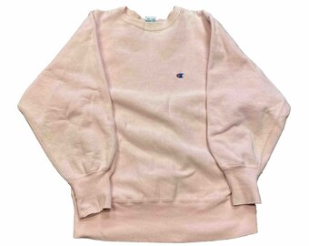 Vtg 80's Champion Reverse Weave Sweatshirt Light Pink Usa M Pullover H7