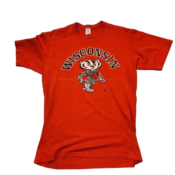 Vtg 80's Wisconsin Badgers Red T-shirt Russell Jer