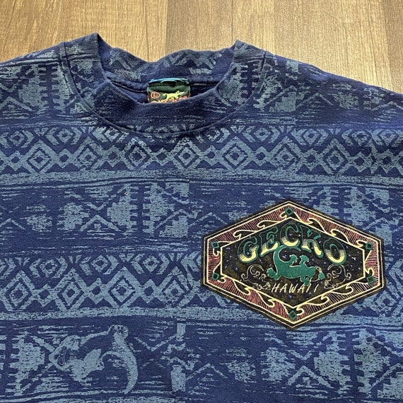 Vtg 90's Gecko Hawaii All Over Print Surf Shirt B… - image 3