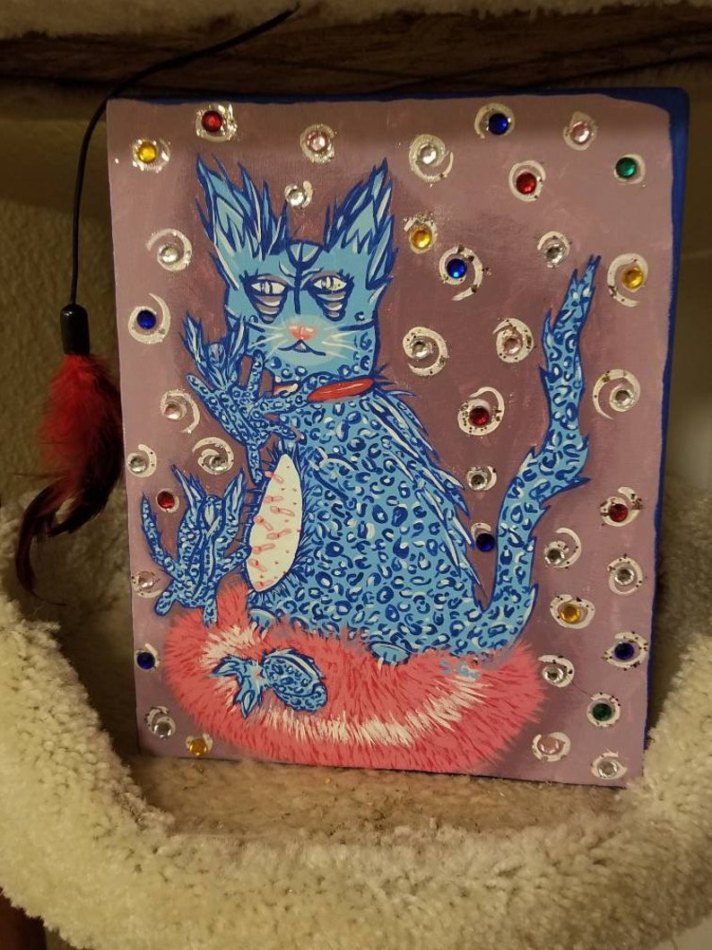 Tired blue mama cat