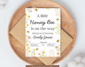 Baby Shower de Abejas - Plantilla digital en Canva