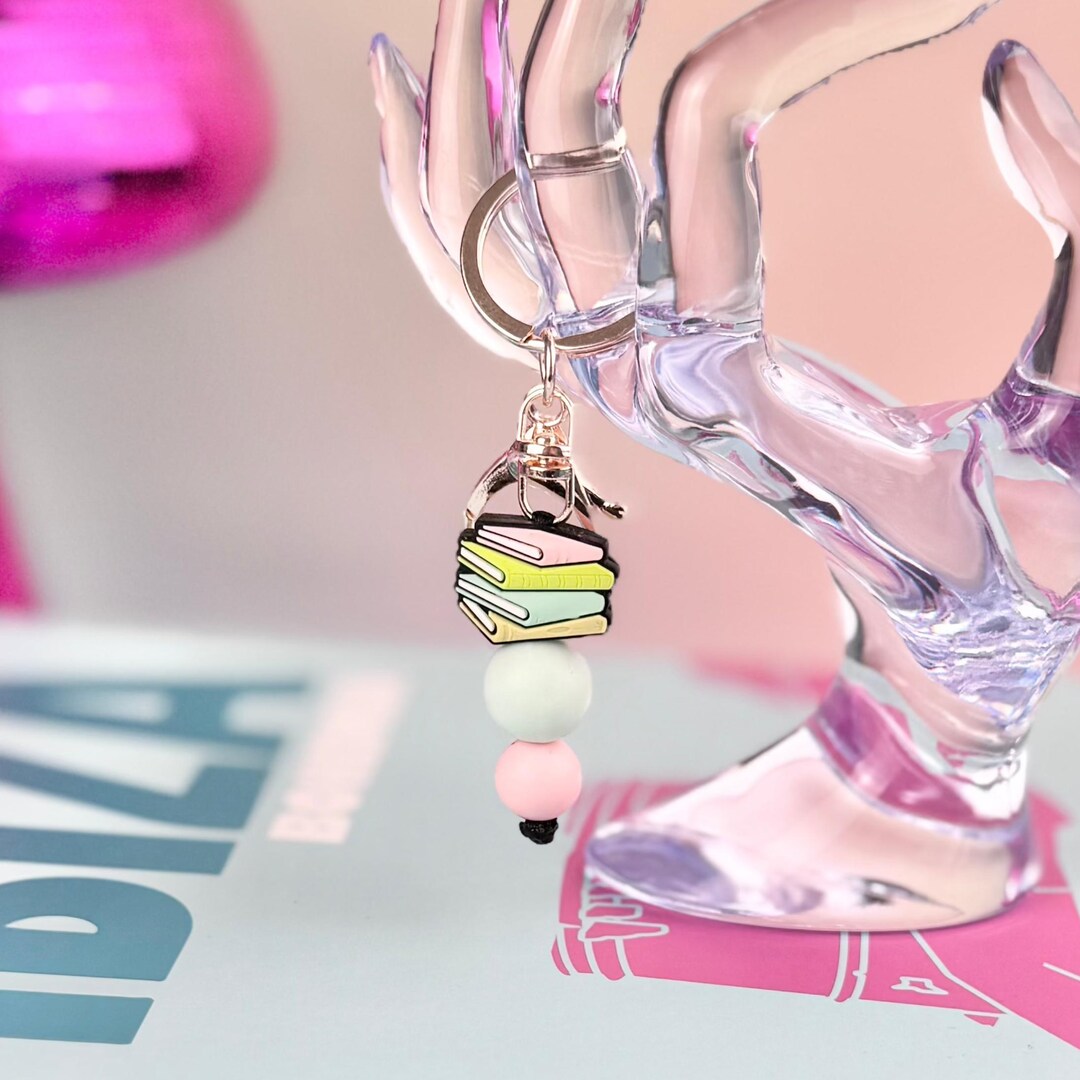Keychain Stack Boho Book Stack Keychain - Etsy