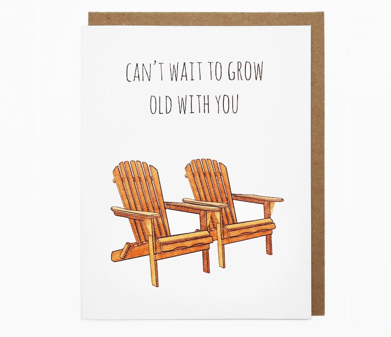 Love Card, Anniversary Card, Adirondack Chair, Furniture, Pun Card, Cute Greeting Card Can't Wait To Grow Old With You image 1