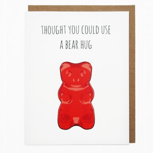 Gummy Bear Card, Love Card, Aanmoedigingskaart, Get Well Card, Miss You Card, Cute Wenskaart - Gummy Bear Hug