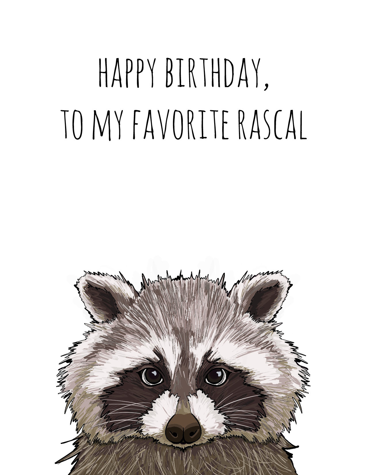 Raccoon Birthday Card, 'favorite Rascal' Greeting Card - Etsy