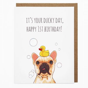 Geburtstagskarte, Babykarte, Feierlichkeit, Geburtstagskarte, Quietscheentchen, Wortspiel, Grußkarte - es ist Dein Ententag, alles Gute zum 1.