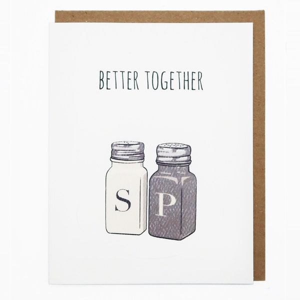 Wedding Card, Love Card,  Engagement  Card, Salt and Pepper, Cute Greeting Card - Better Together