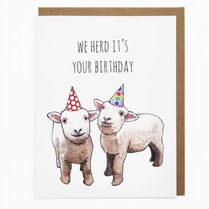 Happy Birthday Karte, Karte für Ihn, Lammkarte, Schaf, Gruppenkarte, Geburtstagskarte, süße Grußkarte - We Herd it's your Birthday